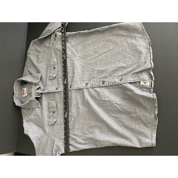 Wrangler Flex Gray Denim Chambray Shirt Mens Size XL Button‎ Western Long Sleeve - Picture 11 of 12